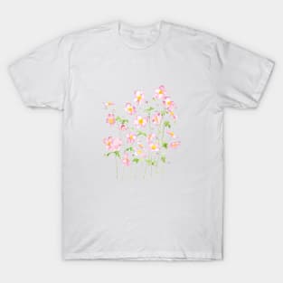 Pink Japanese Anemone field watercolor painting T-Shirt
